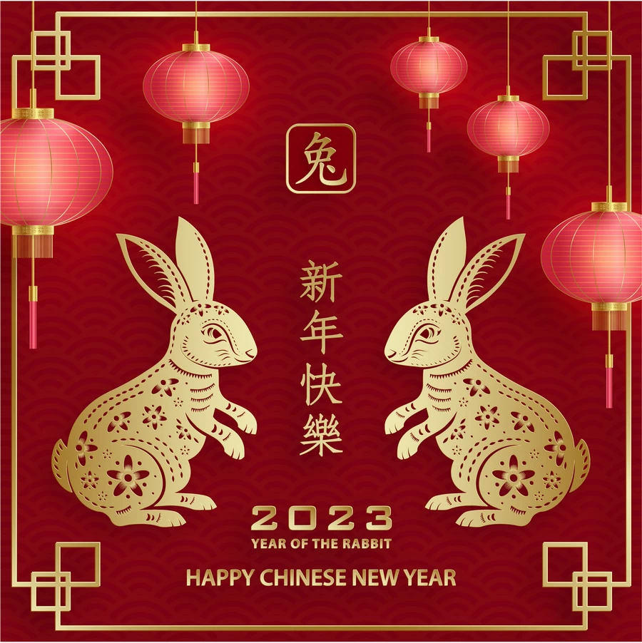 2023兔年中国风新年春节剪纸风节日宣传插画海报背景展板AI素材【129】